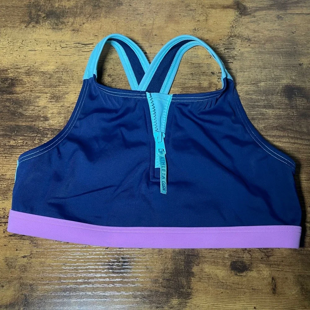 Athleta Girl Bikini Top‎ XL Blue Purple Colorblock Swim Athletic